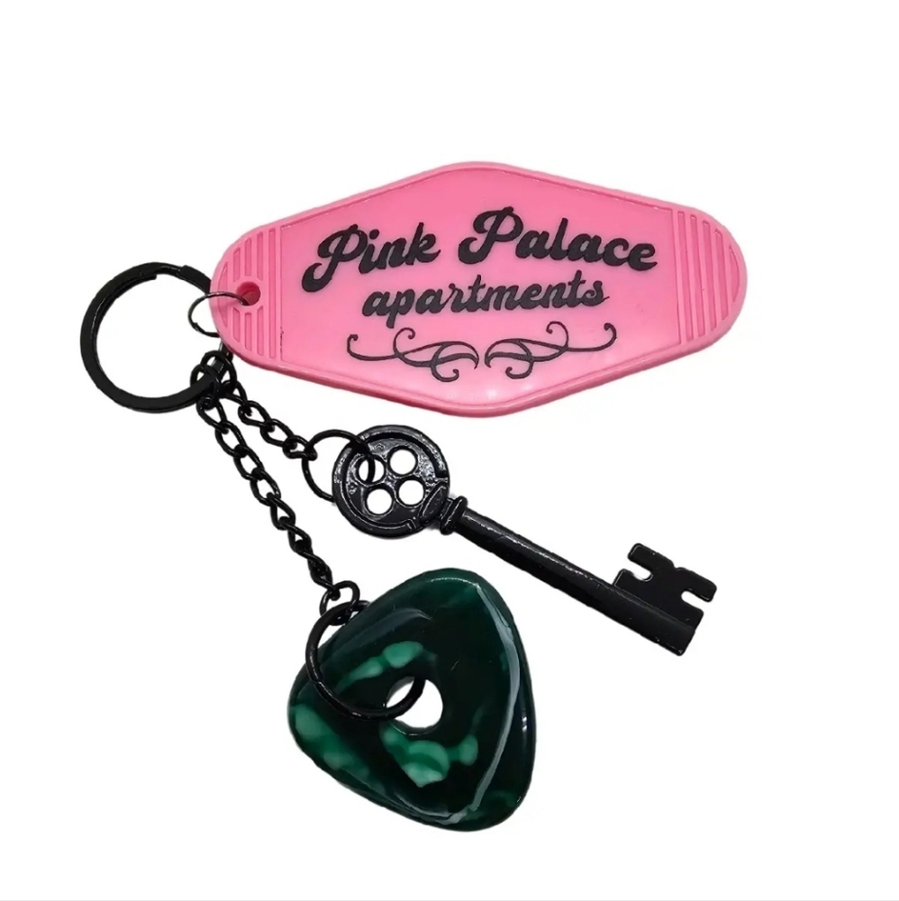 Coraline Inspired Keychain! Keys to the Pink Palace Apartments‎ w/ Skelet… - Picture 3 of 9